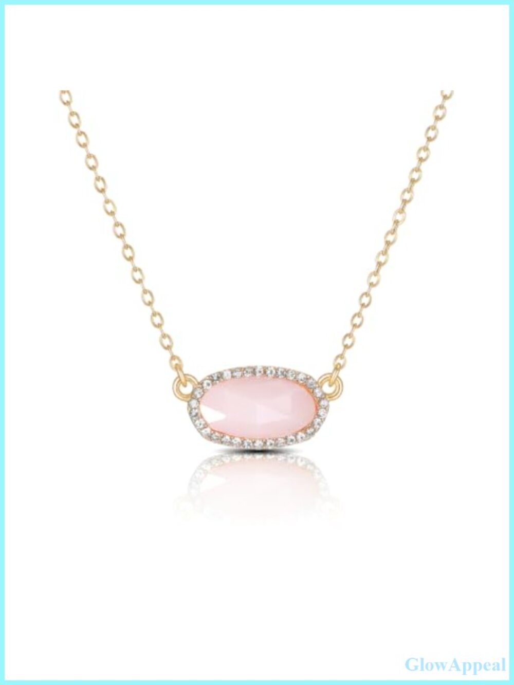 14k Gold Plated Dainty Oval Pendant Necklace Adjustable Chain Women